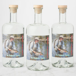 Etiqueta Para Botella De Licor Personalización de la pesca con mosca Feliz Navida
