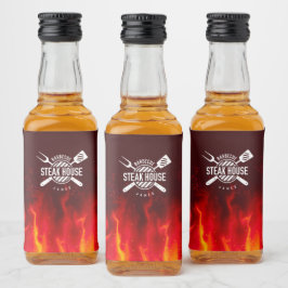 Etiqueta Para Botella De Licor Personalizado BBQ Bottle Labs — Flamas de Steak Ho