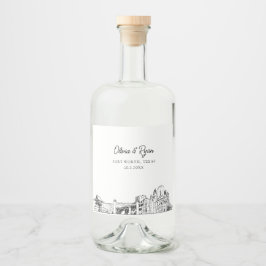 Etiqueta Para Botella De Licor Personalizado Boda de Fort Worth minimalista