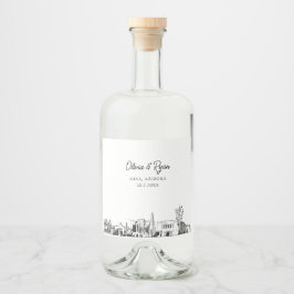 Etiqueta Para Botella De Licor Personalizado Boda de Mesa minimalista Arizona