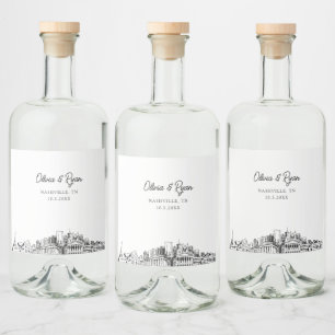 Etiqueta Para Botella De Licor Personalizado Boda minimalista de Nashville