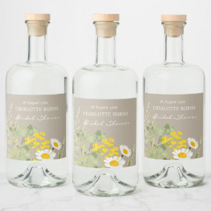 Etiqueta Para Botella De Licor Personalizado de flores silvestres ducha de novia