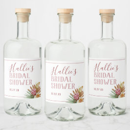 Etiqueta Para Botella De Licor Personalizado de Grass Boho Pampas