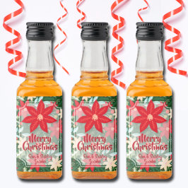 Etiqueta Para Botella De Licor Personalizado de Navidades de vacaciones florales 
