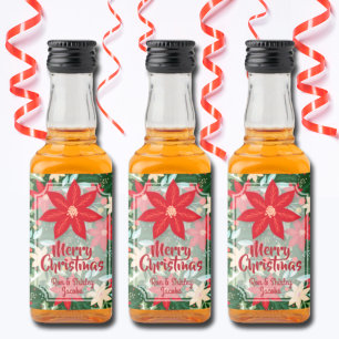 Etiqueta Para Botella De Licor Personalizado de Navidades de vacaciones florales 