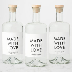 Etiqueta Para Botella De Licor Personalizado Moderno Minimalista Hecho Con Amor