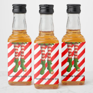 Etiqueta Para Botella De Licor Piernas Divertidas de Duende Navidad   Traviesuras