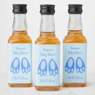 Etiqueta Para Botella De Licor Pies de conejito bebé niño azul lindos para baby s