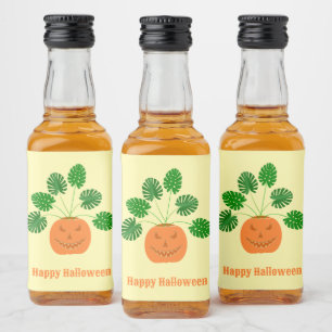 Etiqueta Para Botella De Licor Planta de Monstera de Halloween en Personalizado d