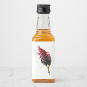 Etiqueta Para Botella De Licor Pluma de plumas rojas con nido de oro