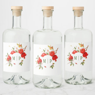 Etiqueta Para Botella De Licor Pomegranates acuarela tema Colores brillantes