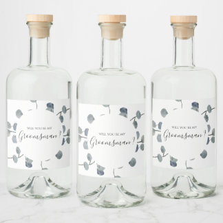 Etiqueta Para Botella De Licor Propuesta de Eucalyptus Greenery Groomsmen