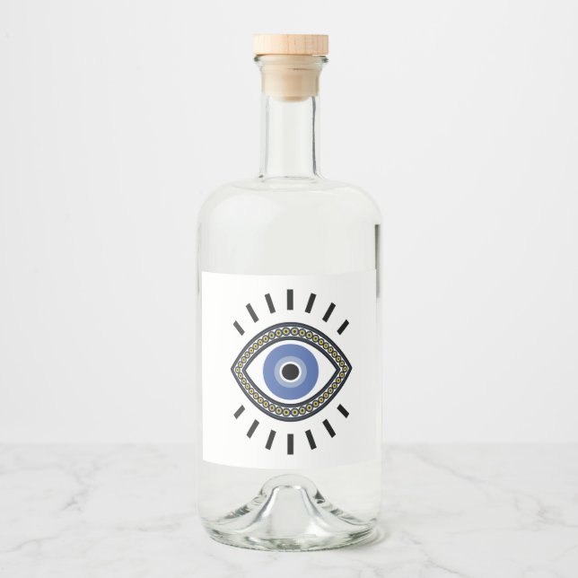 Etiqueta Para Botella De Licor Protección de ojos malvados, ojo azul griego, terc (Anverso)