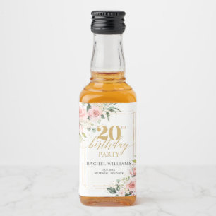 Etiqueta Para Botella De Licor Purpurina de oro de las rosas rosas rosadas de boh