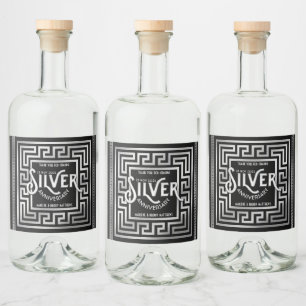 Etiqueta Para Botella De Licor Purpurina del aniversario de Silver Boda