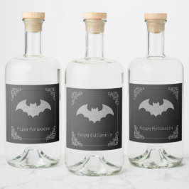 Etiqueta Para Botella De Licor Purpurinoso Bat Halloween