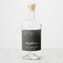 Etiqueta Para Botella De Licor Purpurinoso Negro 50 cumpleaños