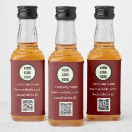Etiqueta Para Botella De Licor QR Code Logo Company Burgundy Business Corporate