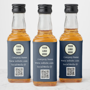 Etiqueta Para Botella De Licor QR Code Logo Company Navy Blue Business Corporate