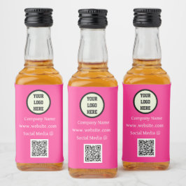 Etiqueta Para Botella De Licor QR Code Logo Company Pink Business Corporate