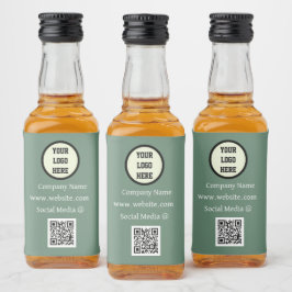 Etiqueta Para Botella De Licor QR Code Logo Company Sage Green Business Corporate