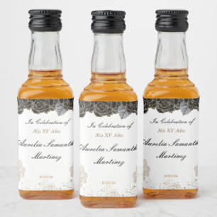 Etiqueta Para Botella De Licor Quinceañera Mini botella de licor Negro y Oro