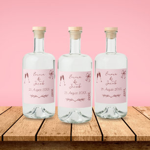 Etiqueta Para Botella De Licor Quirky caprichoso y caprichoso Boda rosado