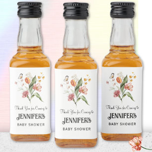 Etiqueta Para Botella De Licor Ramo Floral, Favor de Agradecimiento para Baby Sho