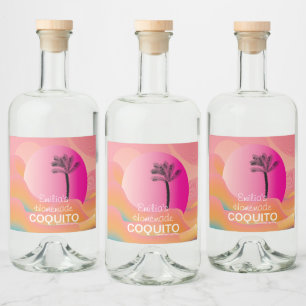 Etiqueta Para Botella De Licor Receta Casera de Coquito Rosa Marca Comercial de N