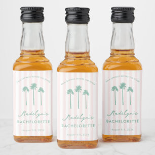 Etiqueta Para Botella De Licor Recuerdos de Despedida de Soltera Pink Green Palm