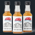 Etiqueta Para Botella De Licor Red Merry Christmas Cute Santa Hat<br><div class="desc">Cuta acuarela Red Merry Christmas Santa Hat con la palabra "Navidades" en tipografía caprichosa. Nombre o palabras de personalizar. Perfecto para Navidades o vacaciones.</div>