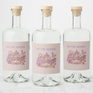 Etiqueta Para Botella De Licor Reina de Cristal Rosa Elegancia