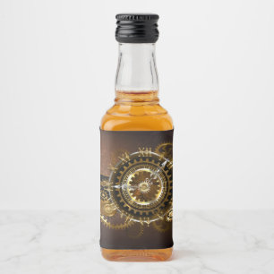 Etiqueta Para Botella De Licor Reloj de vapor con engranajes antiguos