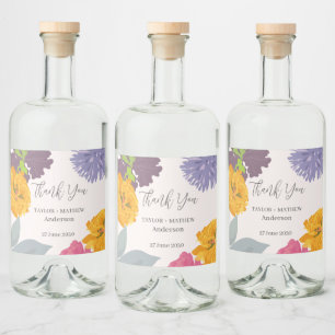 Etiqueta Para Botella De Licor Resumen moderno Nombres de parejas Bodas florales