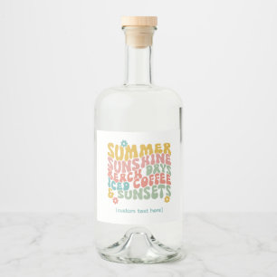 Etiqueta Para Botella De Licor Retro Groovy Summer Pink Monograma Nombre