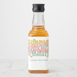 Etiqueta Para Botella De Licor Retro Groovy Summer Pink Monograma Nombre