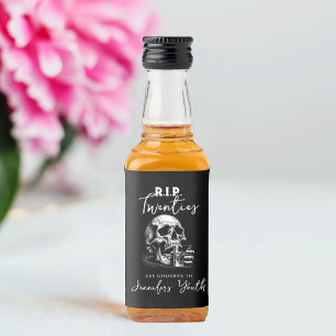 Etiqueta Para Botella De Licor RIP Veinteañero Whisky Fiesta de Cumpleaños Cráneo