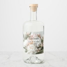 Etiqueta Para Botella De Licor Ropa de peonías blancas con encaje