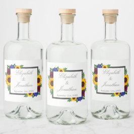 Etiqueta Para Botella De Licor Rosa de girasol Boda floral