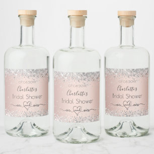 Etiqueta Para Botella De Licor Rosa oro plata mr mrs para ducha de novia
