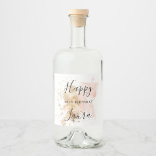 Etiqueta Para Botella De Licor Rosa Y Oro 60 Años