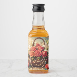 Etiqueta Para Botella De Licor Rosas elegantes y flores de lirios florecen de un 
