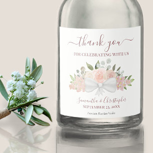 Etiqueta Para Botella De Licor Rubor Pink Watercolor Bouquet Boda Gracias