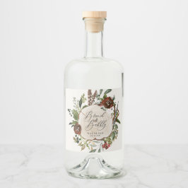 Etiqueta Para Botella De Licor Rústica casa de campo con ducha de novia botánica