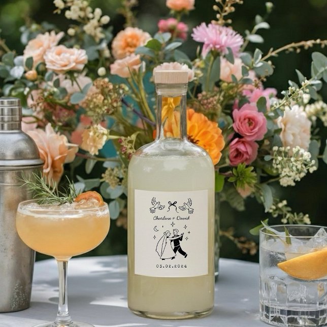 Etiqueta Para Botella De Licor Scribble Sketch Wedding Bottle Sticker (Subido por el creador)