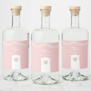 Etiqueta Para Botella De Licor Sencillo elegante Alpaca Llama Chica Baby Shower