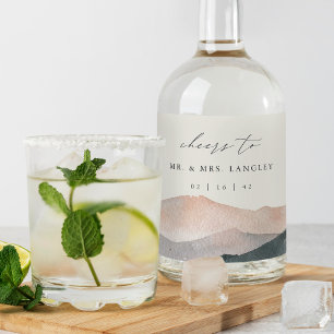 Etiqueta Para Botella De Licor Sierra Dusk   Boda al atardecer en la montaña del 