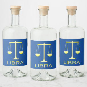 Etiqueta Para Botella De Licor Signo de estrella de balanzas de oro de Libra
