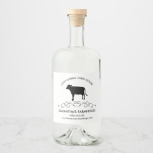 Etiqueta Para Botella De Licor Silueta de vaca de granja elegante