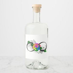 Etiqueta Para Botella De Licor Símbolo de Infinito con Rosa de Arcoíris
